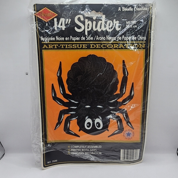 1992 Beistle Halloween Spider Decoration 14" Folding Decor -Great condition - Picture 4 of 5